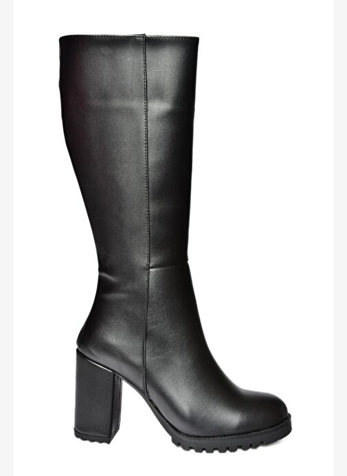 R518911409 Siyah Kalın Topuklu Kadın Çizme - Görsel 7