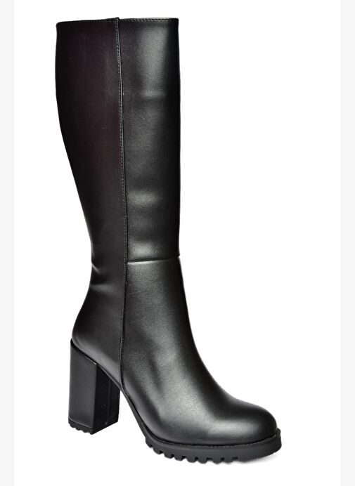 R518911409 Siyah Kalın Topuklu Kadın Çizme - Görsel 8