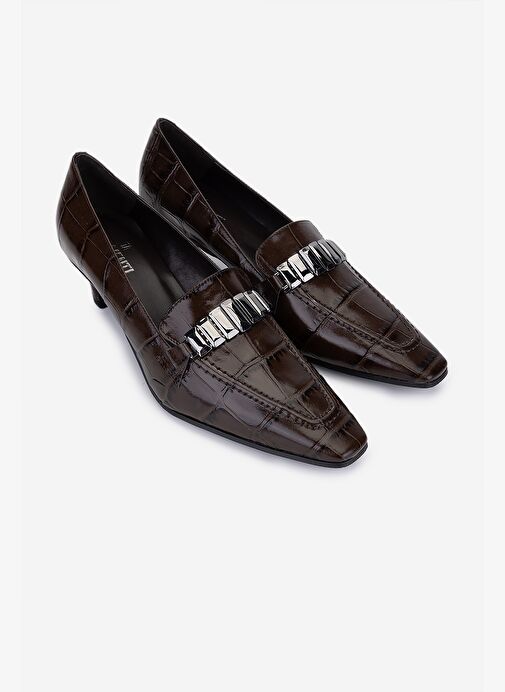 Valmenti Kadın Hakiki Deri Kahverengi Topuklu Ayakkabı - Görsel 3