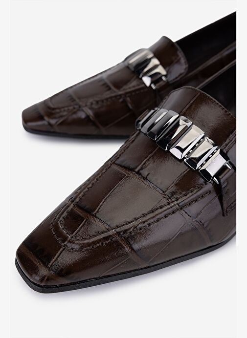 Valmenti Kadın Hakiki Deri Kahverengi Topuklu Ayakkabı - Görsel 4