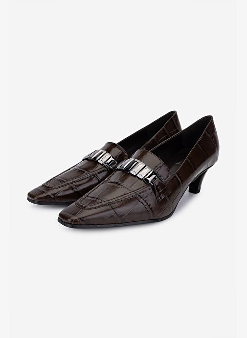 Valmenti Kadın Hakiki Deri Kahverengi Topuklu Ayakkabı - Görsel 6