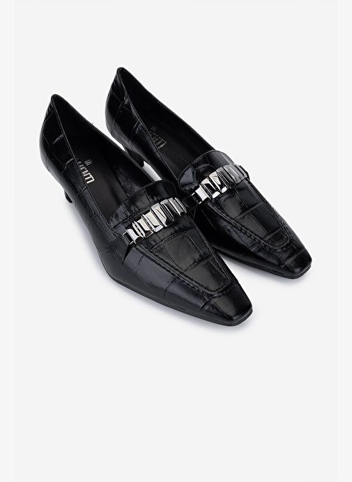 Valmenti Kadın Hakiki Deri Siyah Topuklu Ayakkabı - Görsel 3