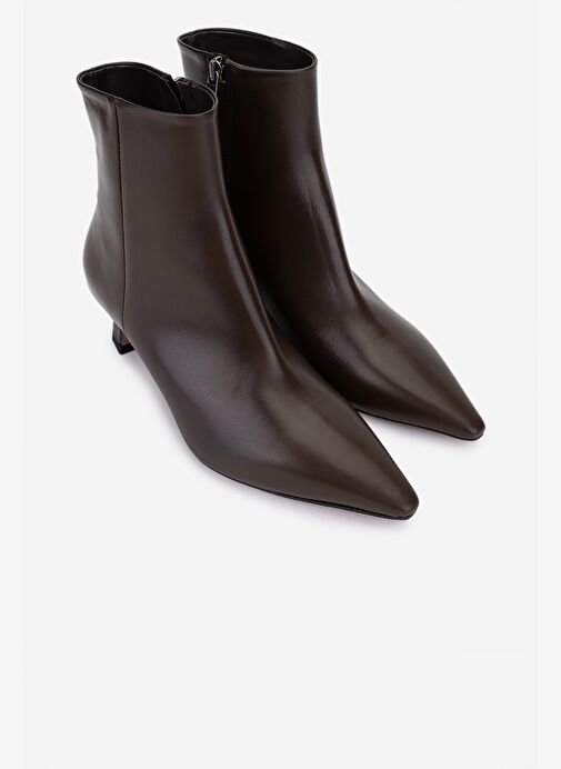 Valmenti Kadın Hakiki Deri Kahverengi Topuklu Bot - Görsel 3