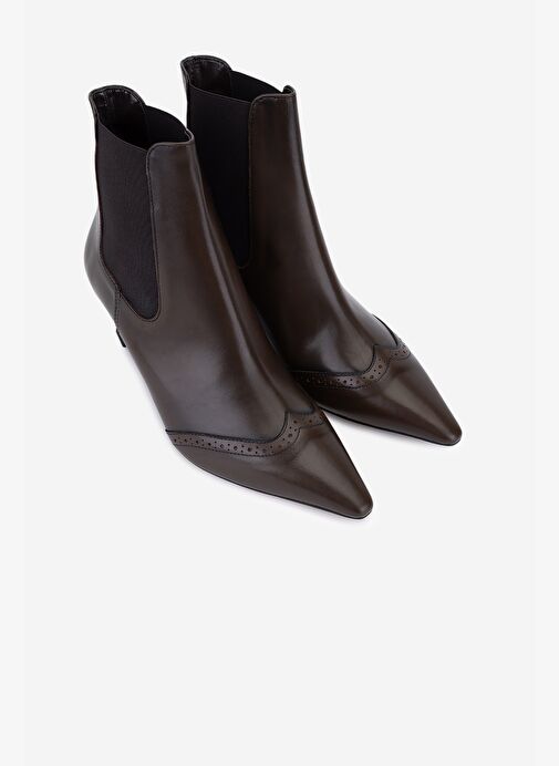 Valmenti Kadın Hakiki Deri Kahverengi Topuklu Bot - Görsel 3