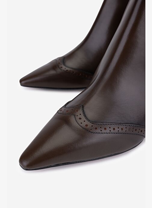 Valmenti Kadın Hakiki Deri Kahverengi Topuklu Bot - Görsel 4