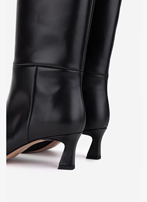 Valmenti Kadın Hakiki Deri Siyah Topuklu Çizme - Görsel 5