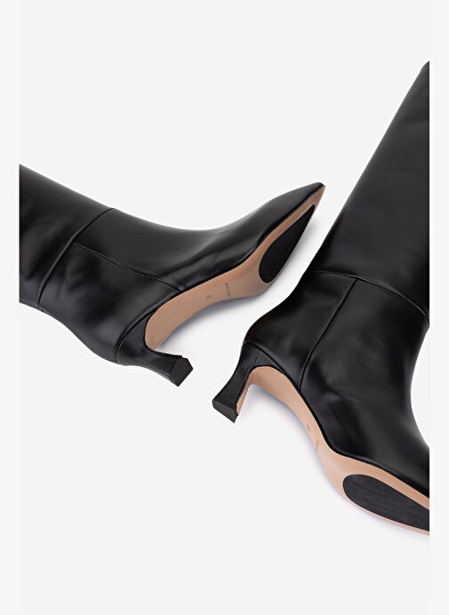Valmenti Kadın Hakiki Deri Siyah Topuklu Çizme - Görsel 6
