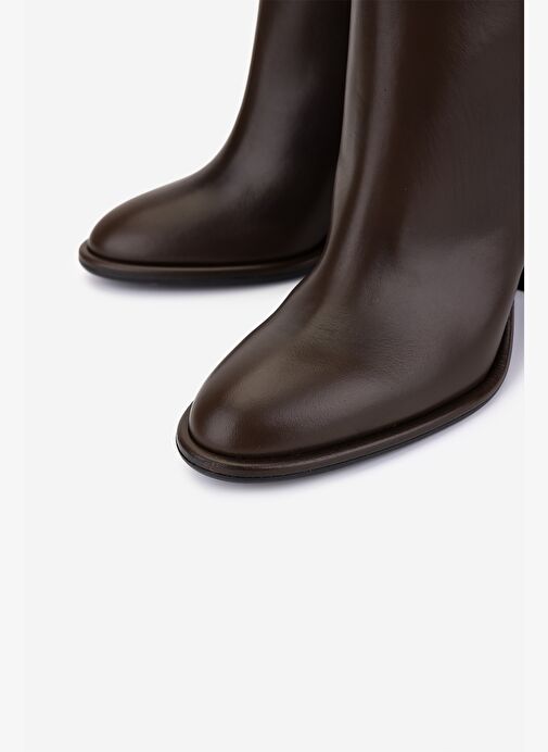 Valmenti Kadın Hakiki Deri Kahverengi Topuklu Çizme - Görsel 4