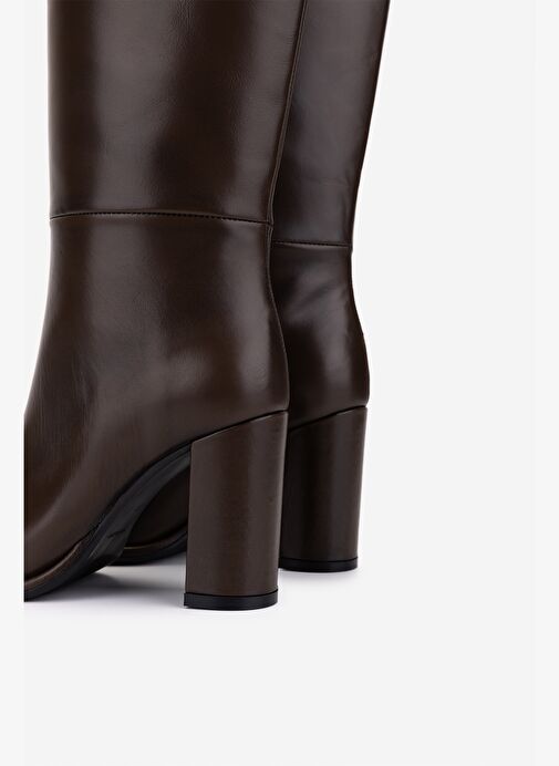 Valmenti Kadın Hakiki Deri Kahverengi Topuklu Çizme - Görsel 5