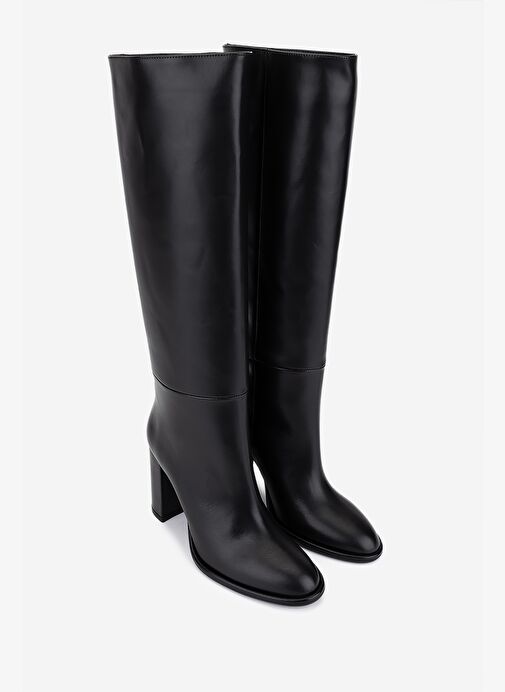 Valmenti Kadın Hakiki Deri Siyah Topuklu Çizme - Görsel 3
