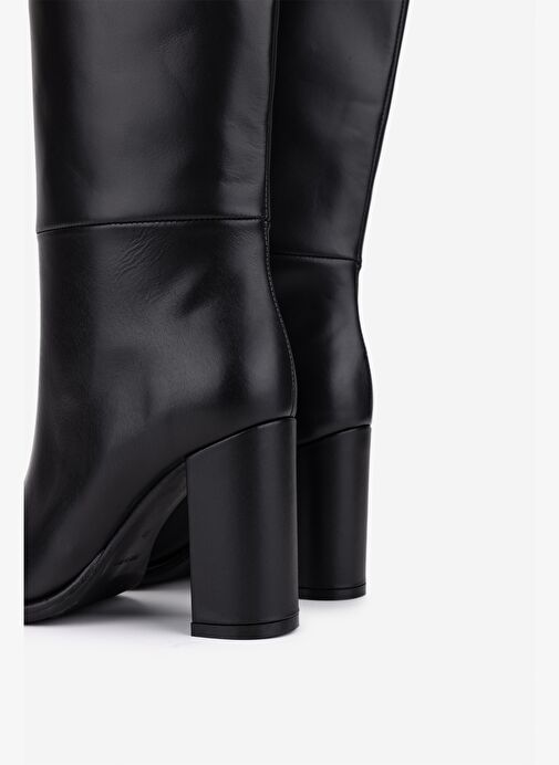 Valmenti Kadın Hakiki Deri Siyah Topuklu Çizme - Görsel 5