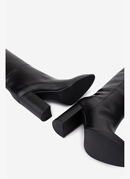 Valmenti Kadın Hakiki Deri Siyah Topuklu Çizme - Görsel 6