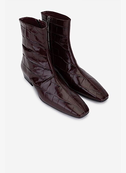 Valmenti Valmenti Kadın Hakiki Deri Bordo Topuklu Bot | Boyner Bordo - 3. görsel