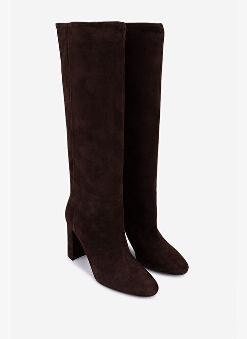 Valmenti Kadın Hakiki Deri Kahverengi Topuklu Çizme - Görsel 3