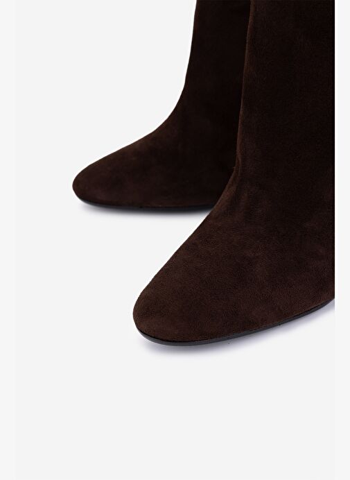 Valmenti Kadın Hakiki Deri Kahverengi Topuklu Çizme - Görsel 4