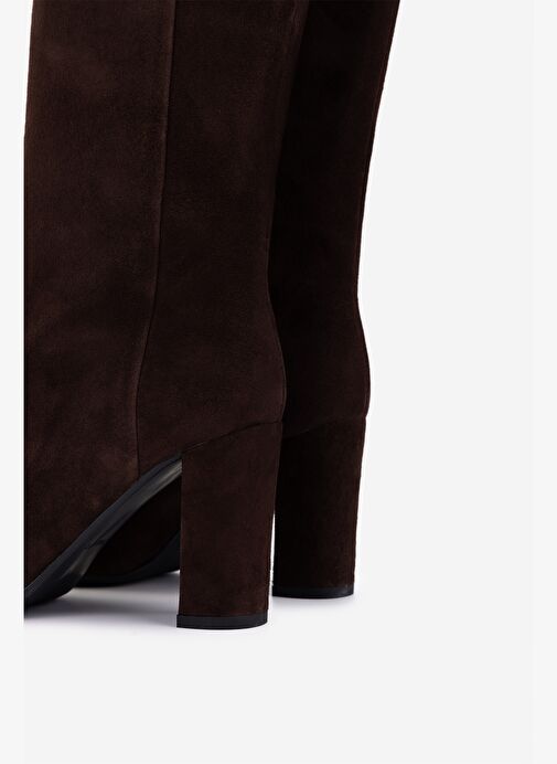 Valmenti Kadın Hakiki Deri Kahverengi Topuklu Çizme - Görsel 5