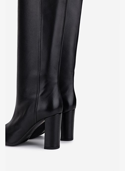 Valmenti Kadın Hakiki Deri Siyah Topuklu Çizme - Görsel 5