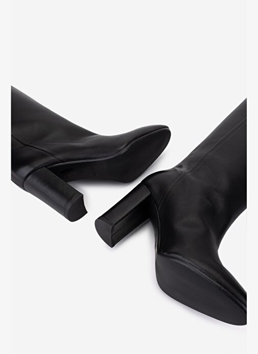 Valmenti Kadın Hakiki Deri Siyah Topuklu Çizme - Görsel 6