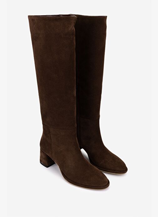 Valmenti Kadın Hakiki Deri Kahverengi Topuklu Çizme - Görsel 3