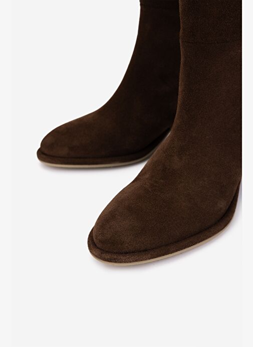 Valmenti Kadın Hakiki Deri Kahverengi Topuklu Çizme - Görsel 4