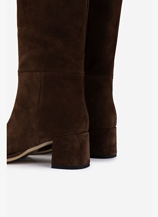 Valmenti Kadın Hakiki Deri Kahverengi Topuklu Çizme - Görsel 5