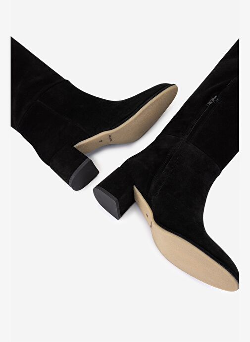 Valmenti Kadın Hakiki Deri Siyah Topuklu Çizme - Görsel 6