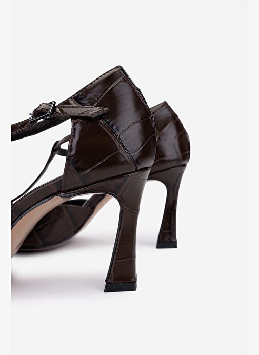 Valmenti Kadın Hakiki Deri Kahverengi Topuklu Ayakkabı - Görsel 5