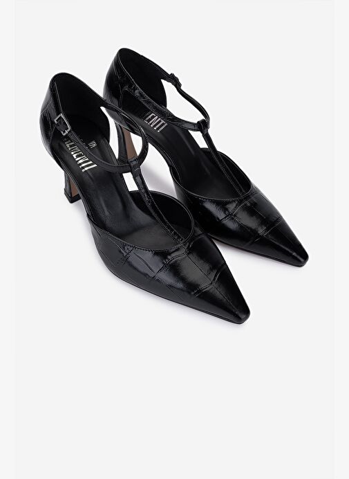 Valmenti Kadın Hakiki Deri Siyah Topuklu Ayakkabı - Görsel 3