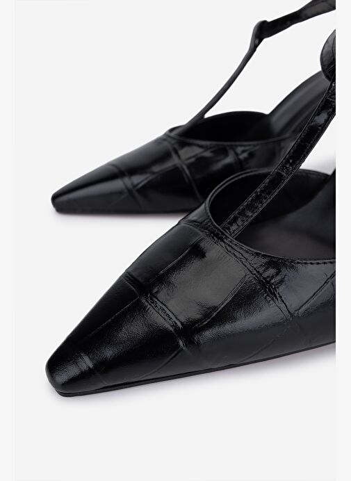 Valmenti Kadın Hakiki Deri Siyah Topuklu Ayakkabı - Görsel 4