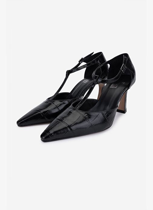 Valmenti Kadın Hakiki Deri Siyah Topuklu Ayakkabı - Görsel 7