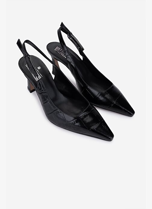 Valmenti Kadın Hakiki Deri Siyah Topuklu Ayakkabı - Görsel 3