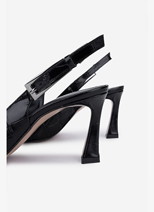Valmenti Kadın Hakiki Deri Siyah Topuklu Ayakkabı - Görsel 5