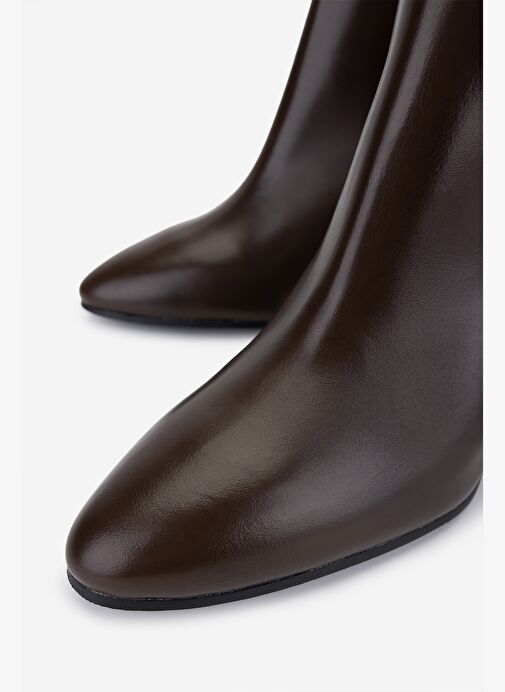 Valmenti Kadın Hakiki Deri Kahverengi Topuklu Bot - Görsel 4