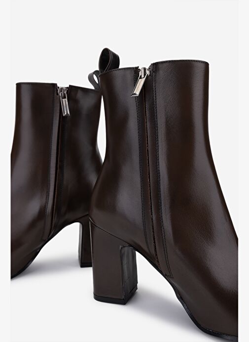 Valmenti Kadın Hakiki Deri Kahverengi Topuklu Bot - Görsel 5