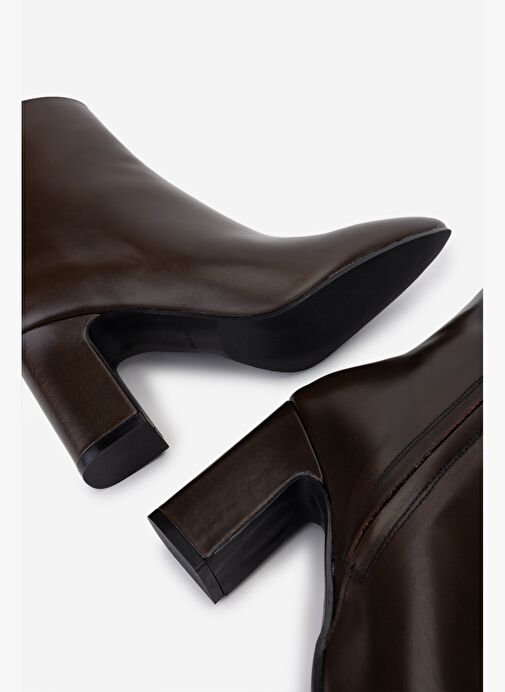 Valmenti Kadın Hakiki Deri Kahverengi Topuklu Bot - Görsel 6