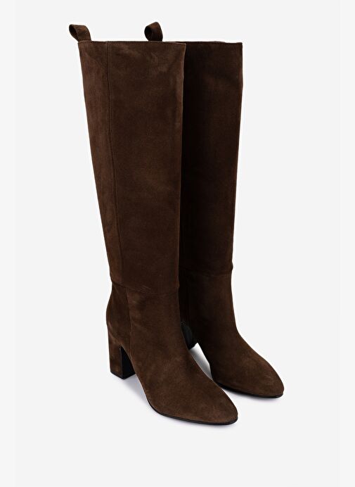 Valmenti Kadın Hakiki Deri Kahverengi Topuklu Çizme - Görsel 3