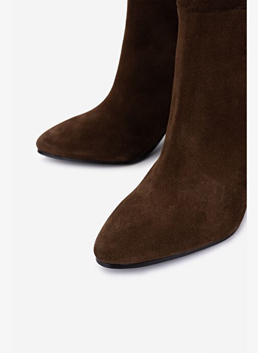 Valmenti Kadın Hakiki Deri Kahverengi Topuklu Çizme - Görsel 4