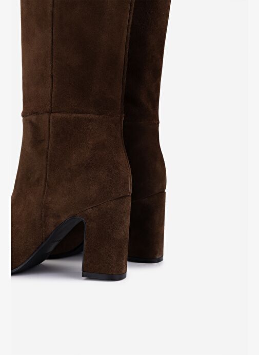 Valmenti Kadın Hakiki Deri Kahverengi Topuklu Çizme - Görsel 5