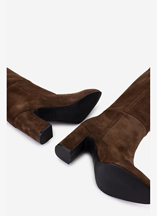 Valmenti Kadın Hakiki Deri Kahverengi Topuklu Çizme - Görsel 6
