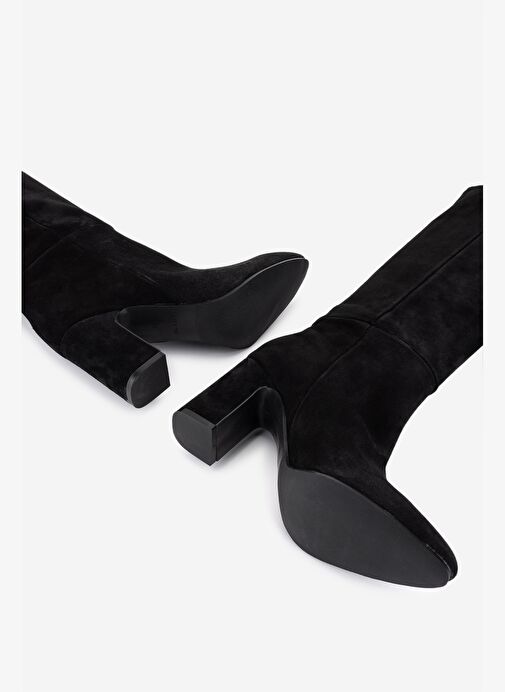 Valmenti Kadın Hakiki Deri Siyah Topuklu Çizme - Görsel 6