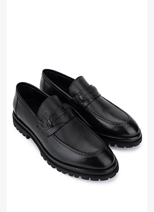 Tamer Tanca Erkek Hakiki Deri Siyah Loafer Ayakkabı - Görsel 3