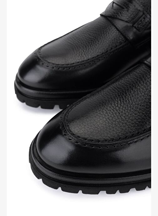 Tamer Tanca Erkek Hakiki Deri Siyah Loafer Ayakkabı - Görsel 5