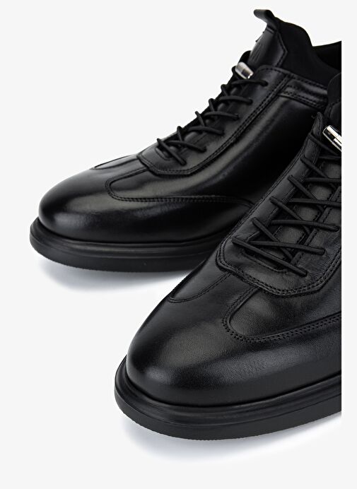 Valmenti Erkek Hakiki Deri Siyah Casual Ayakkabı - Görsel 4