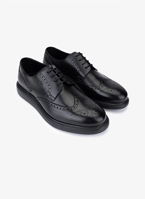 Valmenti Erkek Hakiki Deri Siyah Casual Ayakkabı - Görsel 3