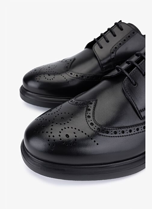 Valmenti Erkek Hakiki Deri Siyah Casual Ayakkabı - Görsel 4
