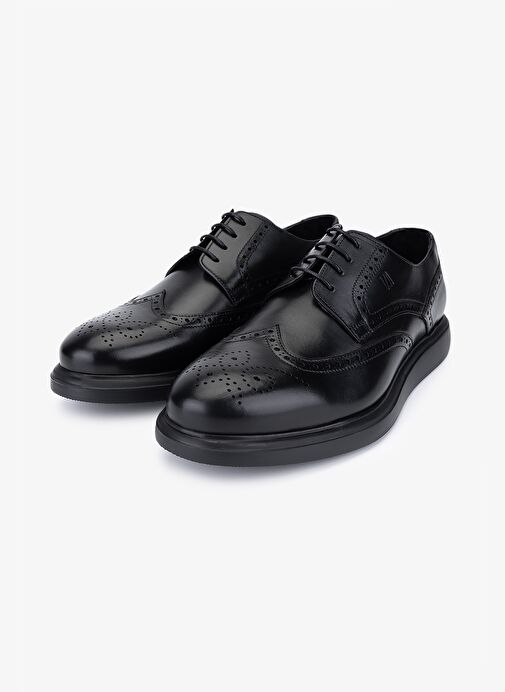 Valmenti Erkek Hakiki Deri Siyah Casual Ayakkabı - Görsel 6