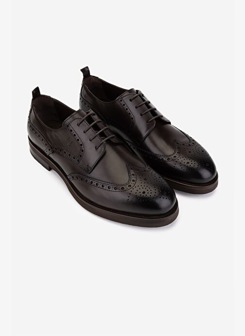 Valmenti Erkek Hakiki Deri Kahverengi Klasik Ayakkabı - Görsel 3