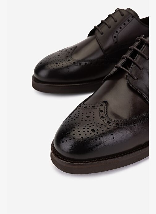 Valmenti Erkek Hakiki Deri Kahverengi Klasik Ayakkabı - Görsel 4