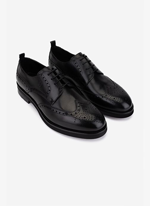 Valmenti Erkek Hakiki Deri Siyah Klasik Ayakkabı - Görsel 3