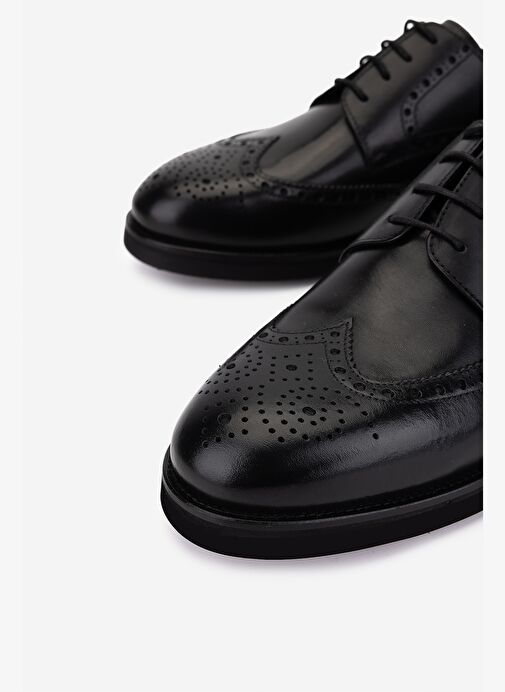 Valmenti Erkek Hakiki Deri Siyah Klasik Ayakkabı - Görsel 4
